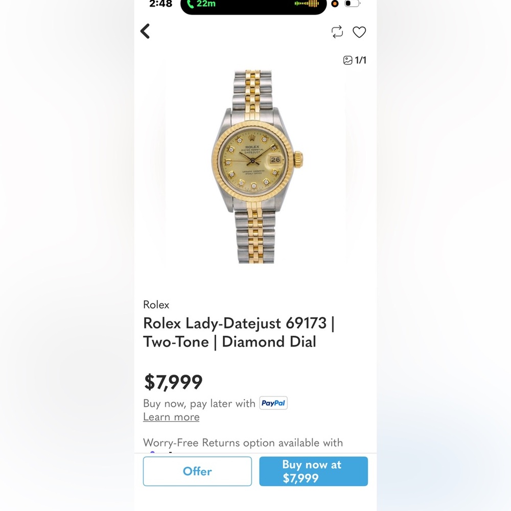 Two-Tone Diamond Dial Datejust Watch - Gold & Silver “ GREAT QUALITY